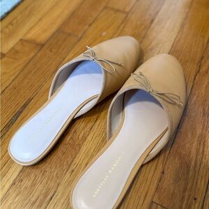 Loeffler Randall Beige Mules with Bow Detail